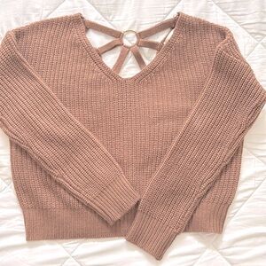 Chocolate colored cable knit sweater